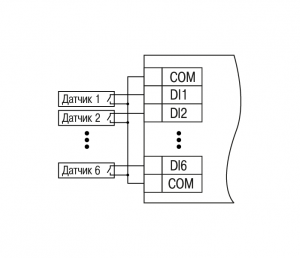 Схема підмикання датчиків «сухі контакти»