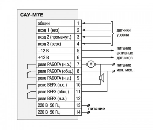 Общая схема подключения прибора САУ-М7Е