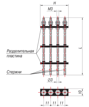  Габаритные размеры кондуктометрических датчиков уровня для резервуаров открытого типа