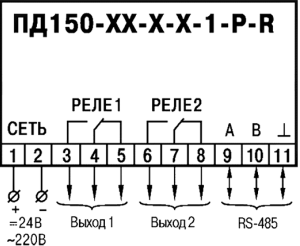 Схема підмикання ПД150 з виходом RS-485