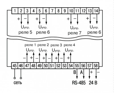 Схема подключения твердотельных реле прибора ТРМ138-Т в корпусе Щ4