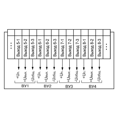 Схема підмикання вихідних елементів пристрою ТРМ138-У