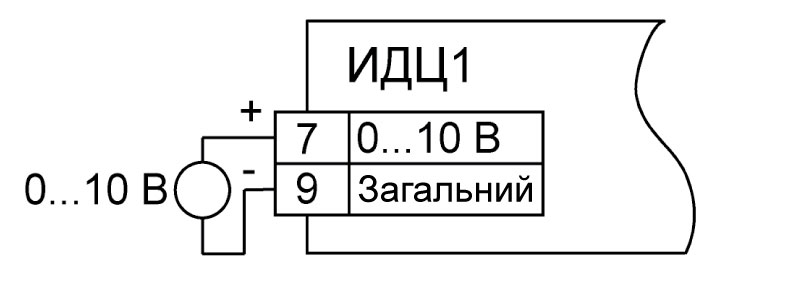 Схема подключения к устройству датчиков с сигналами напряжения от 0 до 1 В, от 0 до 10 В