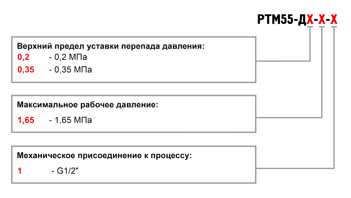 Обозначение при заказе РТМ55