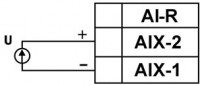 Схема підмикання активного датчика з виходом у вигляді напруги 