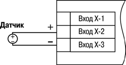 Схема подключения активного датчика с выходом в виде напряжения от -50 до 50 мВ или от 0 до 1 В